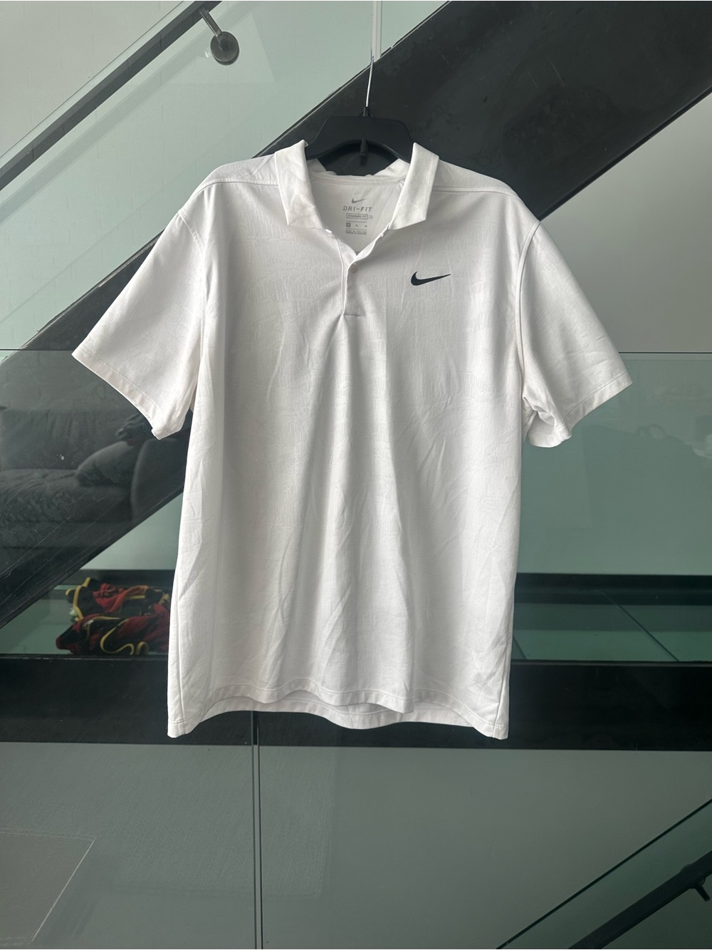 Nike White Polo Shirt with Black Swoosh